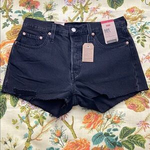 Levi's 501 High Rise Women's Black Denim Shorts